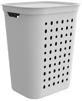 Rotho Wäschekorb Jona, weiß, mit Deckel, aus Kunststoff, 43,2x53,3x35,5 cm, 55 Liter