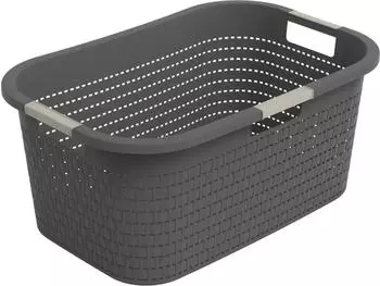 Rotho W&auml;schekorb Country, anthrazit, mit 3 Griffen, aus Kunststoff, 58x25,1x38,9 cm, 40 Liter