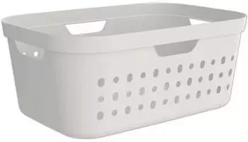 Rotho W&auml;schekorb Jona, wei&szlig;, mit 4 Griffen, aus Kunststoff, 56,6x23,3x38,5 cm, 39 Liter