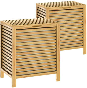 Casaria 2er Set W&auml;schekorb Bambus - braun Massivholz