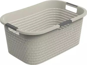 Rotho W&auml;schekorb Country cappuccino, mit 3 Griffen, aus Kunststoff, 58x25,1x38,9 cm, 40 Liter