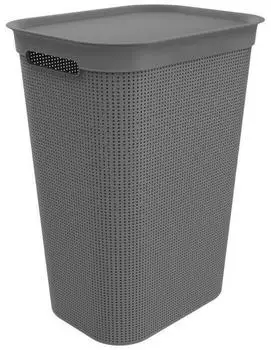 Rotho Wäschekorb Brisen, anthrazit, mit Deckel, aus Kunststoff, 43,1x52,9x34 cm, 50 Liter