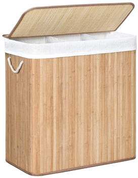 Songmics Wäschekorb LCB091N01 braun, mit 3 Fächern, aus Bambus, 60x61,5x40 cm, 150 Liter Songmics Wäschekorb LCB091N01 braun, mit 3 Fächern, aus Bambus, 60x61,5x40 cm, 150 Liter
