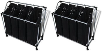 vidaXL Wäschekörbe mit Taschen 2 Stück Schwarz und Grau - 276041