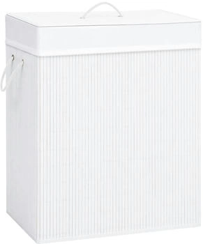 vidaXL Bambus-W&auml;schekorb : Farbe - Weiss, Gr&ouml;&szlig;e - 83 L - 320752XL