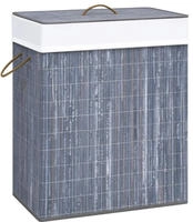 vidaXL Bambus-W&auml;schekorb mit 1 Fach Grau 83 L