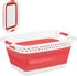Relaxdays Wäschekorb rot, faltbar, mit 2 Griffen, Kunststoff und Gummi, 61x27x45,5 cm, 37 Liter