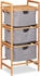 Relaxdays Wäschekorb mit 3 Fächern und Ablage, aus Bambus, braun, 44x96x34,5 cm, 72 Liter