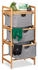 Relaxdays Wäschekorb mit 3 Fächern und Ablage, aus Bambus, braun, 44x96x34,5 cm, 72 Liter