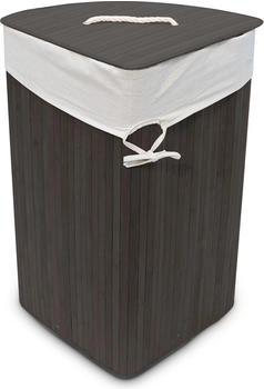 Relaxdays W&auml;schekorb Eckw&auml;schekorb, mit Deckel, aus Bambus, schwarz, 49,5x65x37 cm, 60 Liter