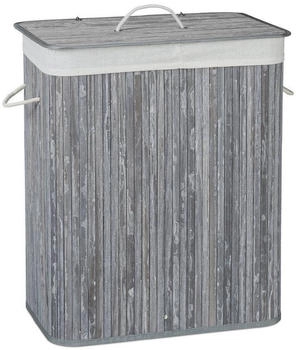 Relaxdays Wäschekorb grau, mit Deckel und 2 Fächern, aus Bambus, faltbar, 55x63x35 cm , 95 Liter Relaxdays Wäschekorb grau, mit Deckel und 2 Fächern, aus Bambus, faltbar, 55x63x35 cm , 95 Liter