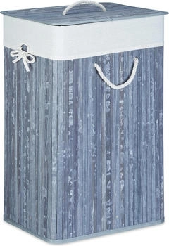 Relaxdays Wäschekorb grau, mit Deckel, aus Bambus, 43,5x65,5x33,5 cm , 83 Liter