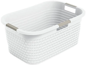Rotho W&auml;schekorb Country, wei&szlig;, mit 3 Griffen, aus Kunststoff, 58x25,1x38,9 cm, 40 Liter