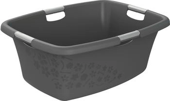 Rotho W&auml;schekorb Flowers, anthrazit, mit 4 Griffen, aus Kunststoff, 65,1x26,2x48,6 cm, 50 Liter