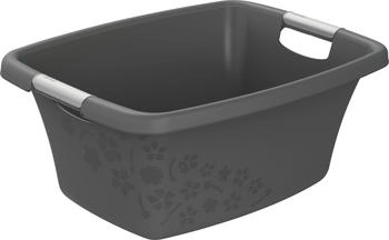 Rotho W&auml;schekorb Flowers, anthrazit, mit Griffen, aus Kunststoff, 50,5x21,8x38,3 cm, 25 Liter