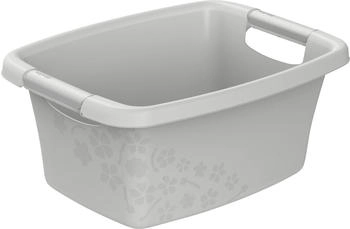 Rotho W&auml;schekorb Flowers, grau, mit Griffen, aus Kunststoff, 39,5x17,5x29,4 cm, 12 Liter