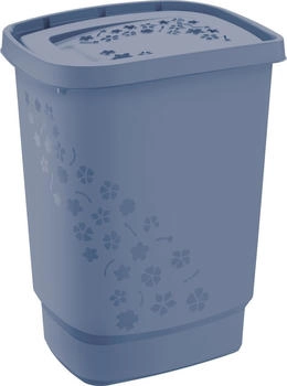 Rotho W&auml;schekorb Flowers, blau, mit Deckel, aus Kunststoff, 44,7x60,5x34,7 cm, 55 Liter