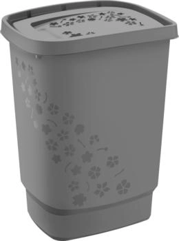 Rotho W&auml;schekorb Flowers, anthrazit, mit Deckel, aus Kunststoff, 44,7x60,5x34,7 cm, 55 Liter