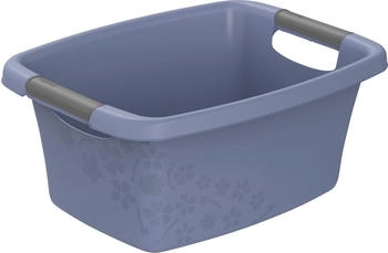 Rotho W&auml;schekorb Flowers, blau, mit Griffen, aus Kunststoff, 39,5x17,5x29,4 cm, 12 Liter