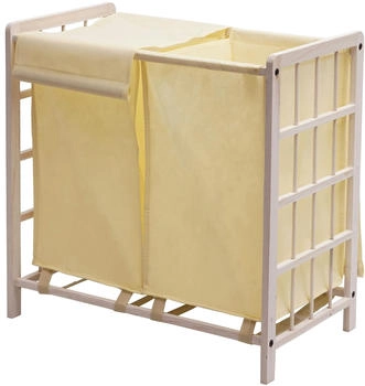 Mendler Wäschesammler HWC-B60 60x60x33cm 68l ~ shabby weiß, Bezug creme - weiß 75534