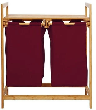 Lumaland W&auml;schekorb Bambus 73 x 64 x 33 cm - Dunkelrot &ndash; rot