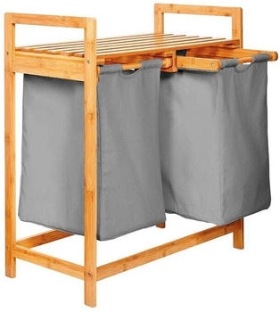 Lumaland W&auml;schekorb Bambus 73 x 64 x 33 cm &ndash; Dunkelgrau