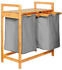 Lumaland Wäschekorb Bambus 73 x 64 x 33 cm – Dunkelgrau