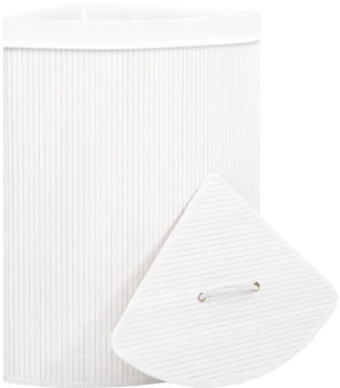 vidaXL Eck-W&auml;schekorb Bambus Wei&szlig; 60 L - 320763