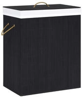 vidaXL Bambus-W&auml;schekorb mit 2 F&auml;chern Schwarz 100 L