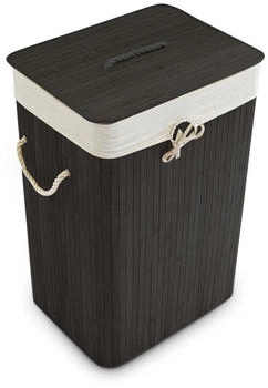 Relaxdays Wäschekorb schwarz, mit Deckel, aus Bambus, 43,5x65,5x33,5 cm , 83 Liter