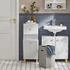 SoBuy BZR93-W Wäscheschrank mit ausklappbarem Wäschesack mit einner Schublade Weiß bht ca: 34x90x30cm