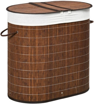 HomCom Wäschebox 100L Wäschesammler mit Deckel, Bambus, Braun