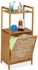 Relaxdays Wäscheschrank mit Wäschekorb, Bambus Badregal mit ausklappbarem Wäschesammler, hbt 100 x 45,5 x 33,5 cm, natur