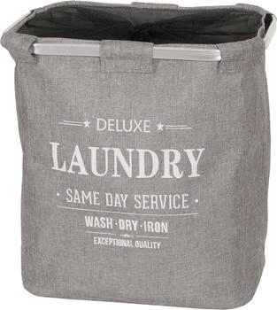MCW W&auml;schesammler -C34, Laundry W&auml;schebox W&auml;schekorb W&auml;schebeh&auml;lter mit Netz, 1 Fach 56x49x30cm 82l grau