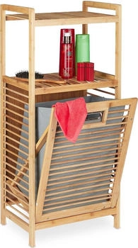 Relaxdays Badregal Bambus Badregal mit W&auml;schekorb