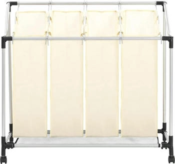 vidaXL Wäschekorb mit 4 Taschen Creme Stahl - 282428
