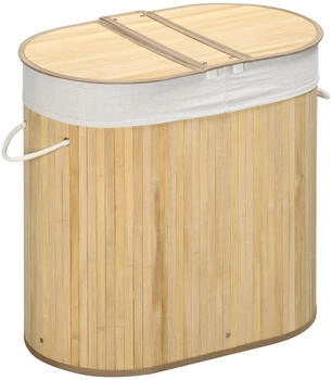 HomCom Bambus mit Deckel 100L Wäschesammler mit Griffen, 2 herausnehmbarer Wäschesack Naturholz