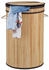 Relaxdays Bambus, runder Wäschesammler mit Klappdeckel, 65 l, faltbare Wäschetonne, rund ø 40 cm, natur