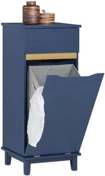 SoBuy BZR114-B W&auml;scheschrank mit ausklappbarem W&auml;schesack mit Glast&uuml;r Blau bht ca. 40x96x40cm