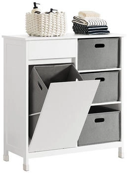 SoBuy BZR77-W Wäscheschrank mit ausklappbarem Wäschesäcken Wäschesack Weiß bht ca.: 80x91x38cm