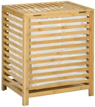HomCom W&auml;schetruhe 55L W&auml;schebox, W&auml;schesammler mit Deckel, Bambus, 50 x 36 x 60 cm, Natur