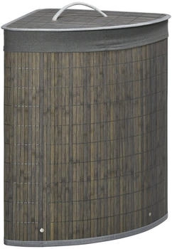 HomCom Bambus Wäschekorb mit Deckel 55L Wäschesammler mit Griffen für Waschküche Grau