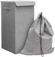 Dunedesign - 50l W&auml;schekorb Mit Deckel Und W&auml;schesack - 30x30x60 W&auml;schesammler