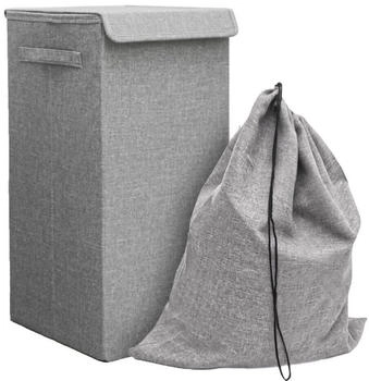 Dune Design DuneDesign Faltbarer Wäschekorb 50 Liter mit Deckel und Wäschesack in Grau