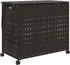 vidaXL Wäschekorb mit Rollen Deckel, Klappbar Wäschebox mit 3 Fächern Innentasche, 66x35x60cm Rattan