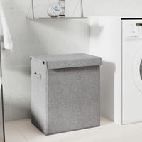 vidaXL Faltbarer W&auml;schekorb Grau 26 x 34,5 x 59,5cm Leinenimitat Stoff