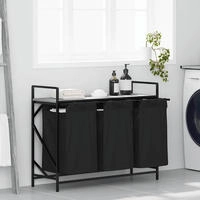 vidaXL W&auml;schekorb 3 F&auml;cher mit Ablage Grau Sonoma