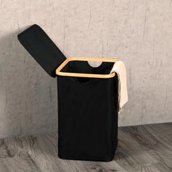 Kesper W&auml;schesammler, Material: Bambus, Polyester, Ma&szlig;e: 41 x 33 x 51 cm, Farbe: Schwarz, Braun | 19594