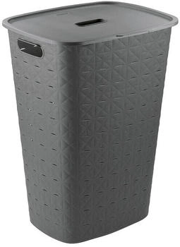 Curver Wäschekorb Softex 56L - Elegantes Design - leicht, stapelbar und praktisch - 70% recycelt - 59 x 43 x 34 cm - Grau