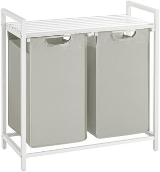 Vasagle Wäschekorb, 2-Fach Wäschesammler, 2x46L, 73x33x72cm, Weiß BLH201W01